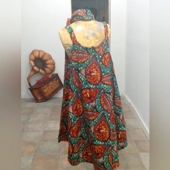 Dress Wide Flow w/Straps Either Waist or Head Tie 🤎🧡💚😍 - Picture 4 of 7